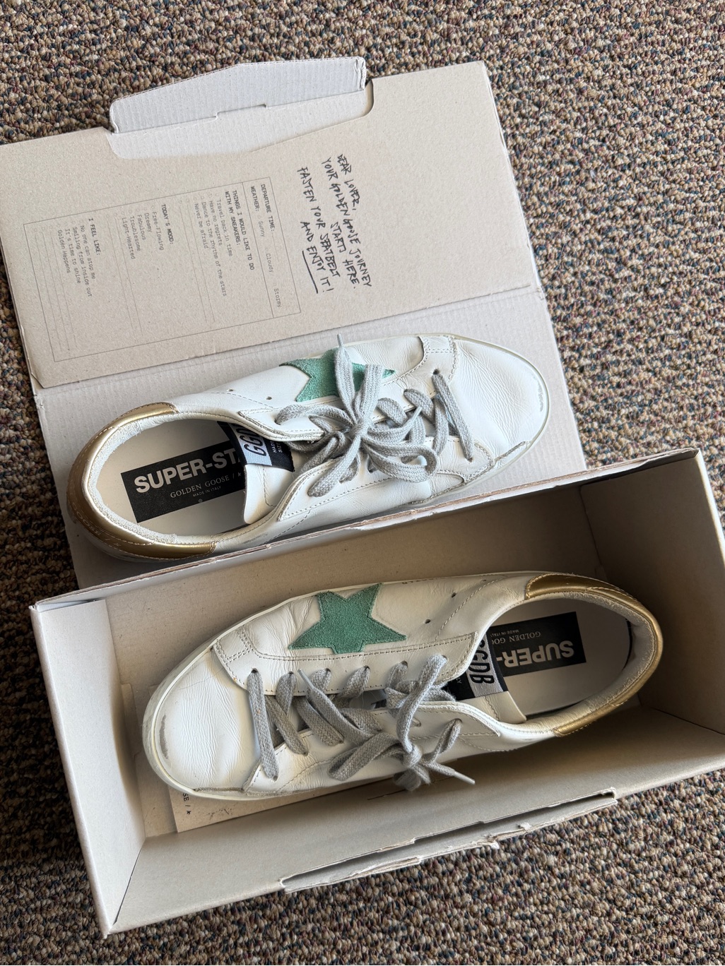 Golden Goose Super-Star Classic Women 39 White/Green/Gold Fits Women 8.5